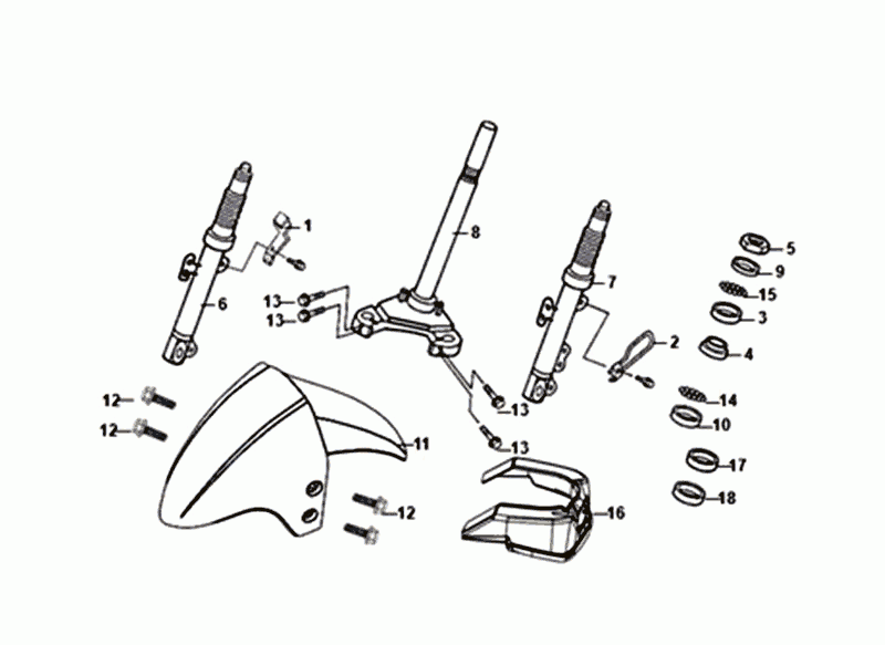 Voorvork - Balhoofdstel - Voorpatbord Sym Orbit III White