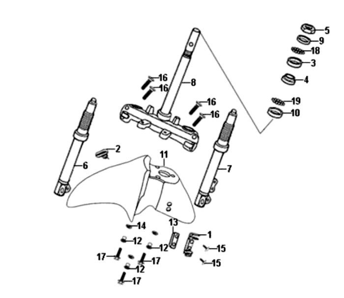 Voorvork/ voorspatbord/ balhoofdstel Sym Symphony ST E3 Light Black (BK-7C)
