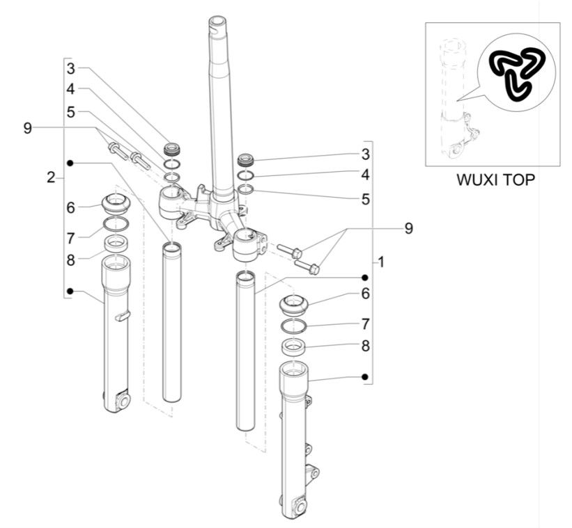 Voorvork (Wuxi Top) Piaggio Liberty 125 IGET 3V ABS Euro 5