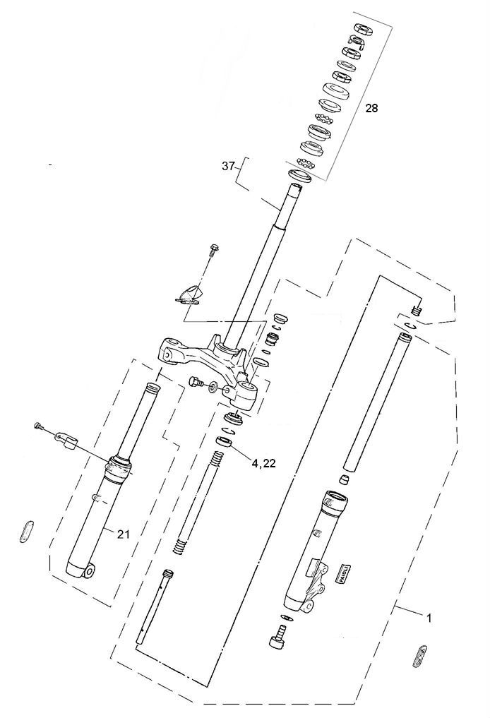 Voorvork - Balhoofdstel Yamaha Jog-R 50 2-takt LC