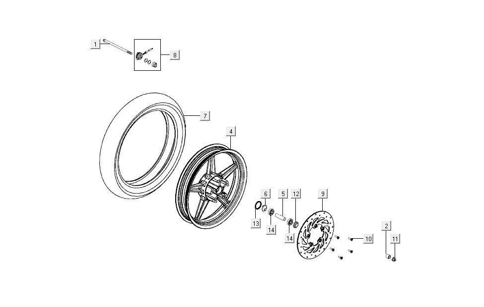 Voorwiel - Remschijf Kymco Super8 50 4-takt 2009→ rood