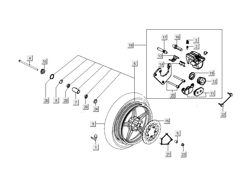 Voorwiel - Remklauw -Remblokken - Remschijf Kymco People S 50 4-takt wit