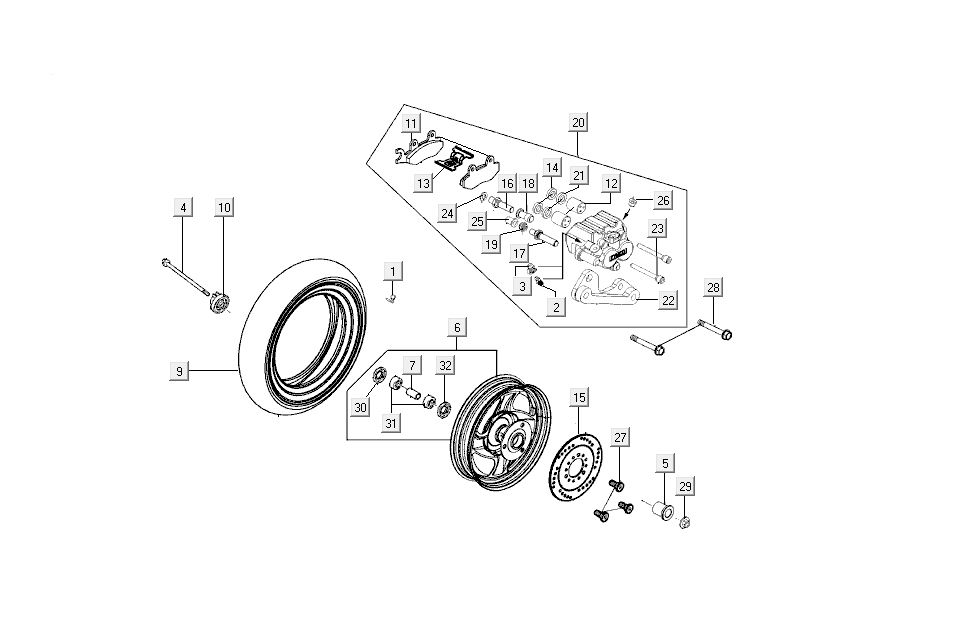Voorwiel - rem Kymco New Sento 4-takt 50i Wit