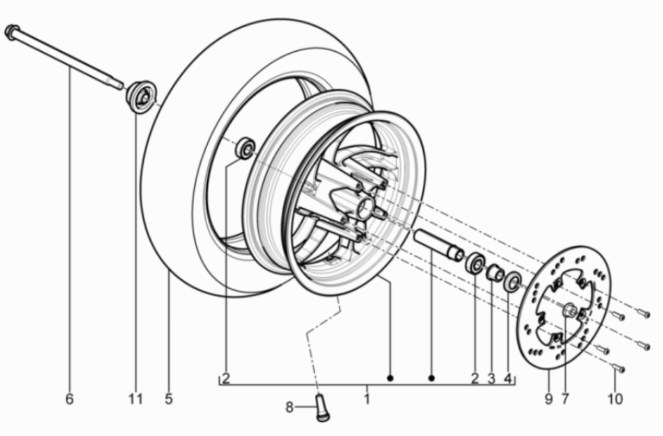 Voorwiel Piaggio Typhoon 50 2-takt Euro 3 2011