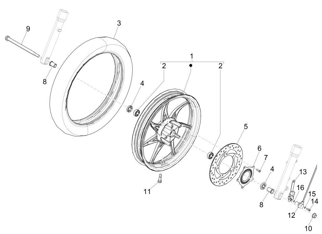 Voorwiel Piaggio Liberty 125 IGET 3V ABS Euro 5