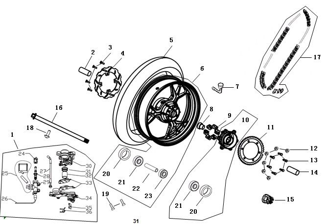 Achterwiel - Remschoenen AGM Strada