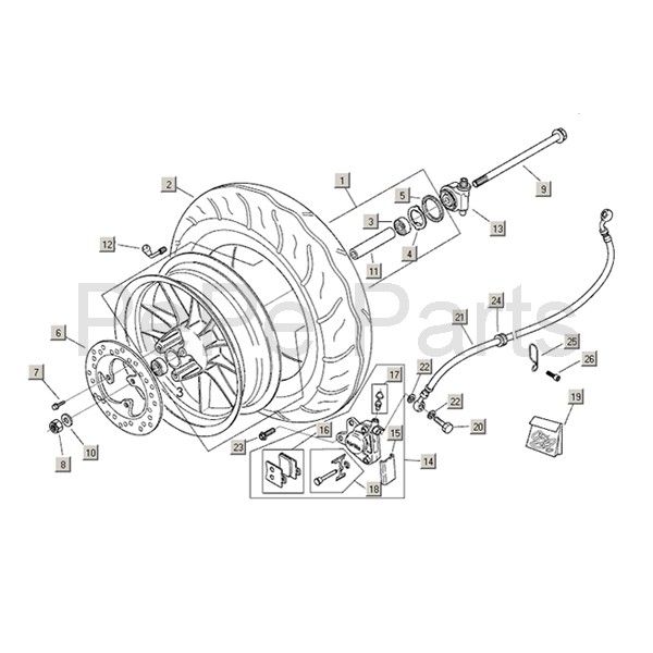 Voorwiel Aprilia Mojito Custom 50 2-takt (Piaggio motor) 2004-2010
