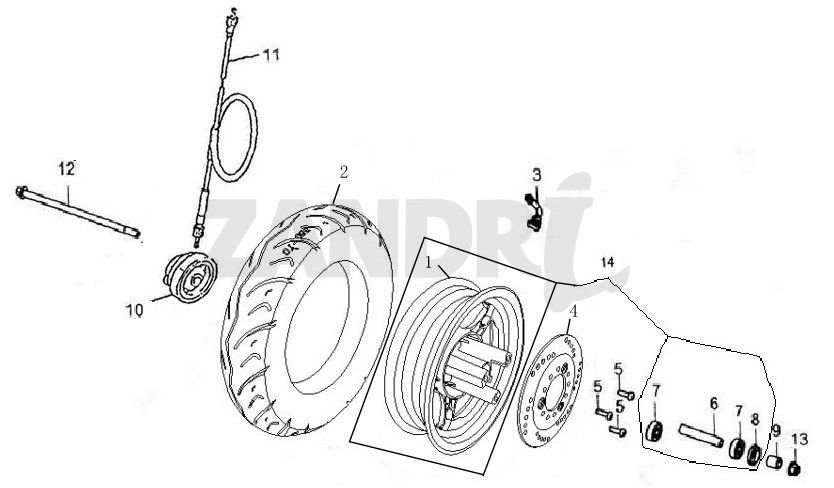 Voorwiel BTC Grande Retro GT1 koffie creme