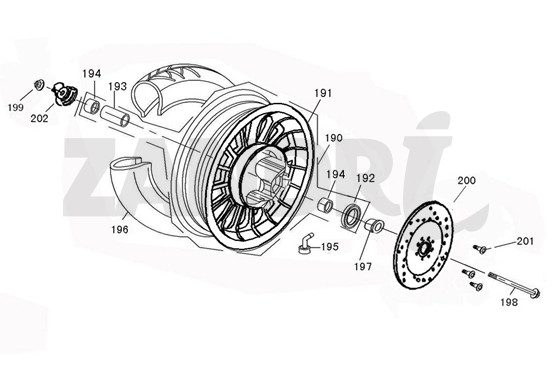 Voorwiel BTC Riva Sport oranje