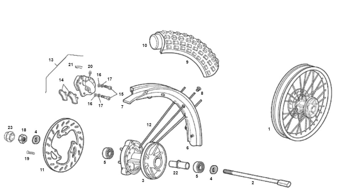 Voorwiel Derbi Senda R oud model
