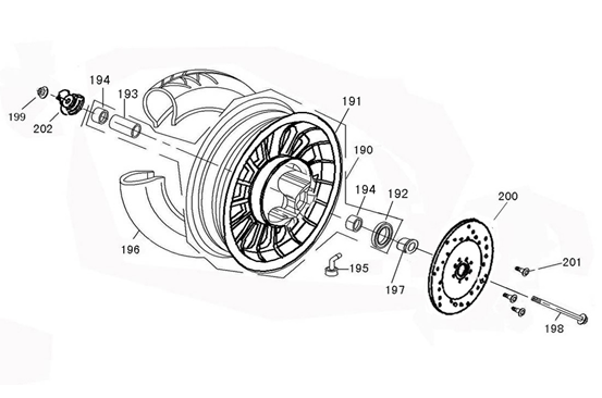 Voorwiel Fosti Touring 125 zilver
