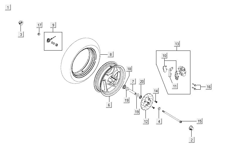 Voorwiel Kymco Agility 10' 4-takt silver