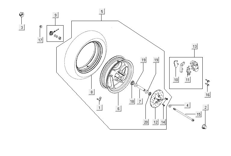 Voorwiel Kymco Agility 12' 4-takt Sporty blauw