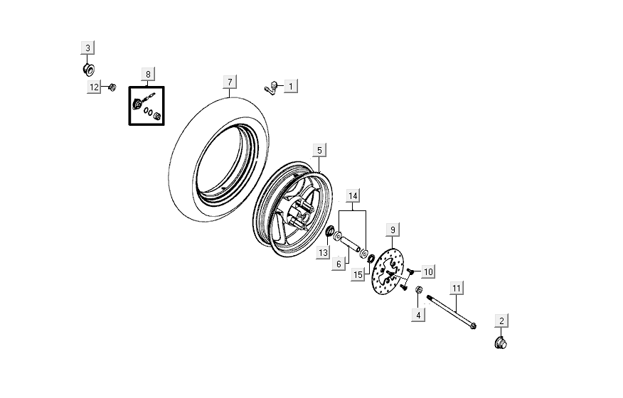 Voorwiel kymco Agility FR 12' 4-takt Euro 4 blauw