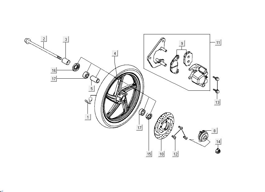 Voorwiel Kymco People 50 2-takt donker grijs