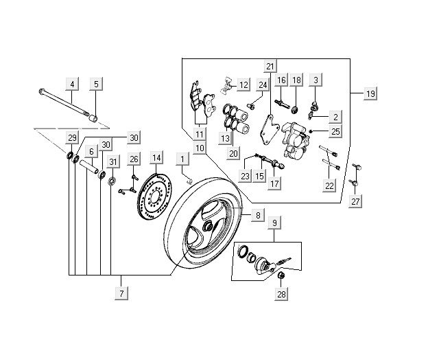 Voorwiel Kymco Vitality 50 2-takt AC rood