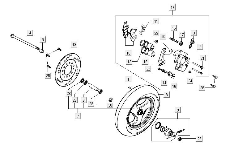 Voorwiel Kymco Vitality 50 4-takt AC diamond-zwart
