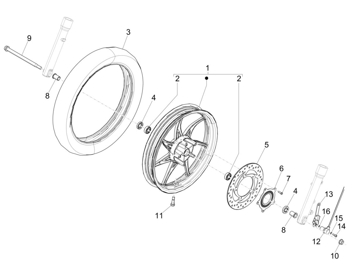 Voorwiel Piaggio Liberty 125 IGET 3V IE ABS Euro 4 2015-2019