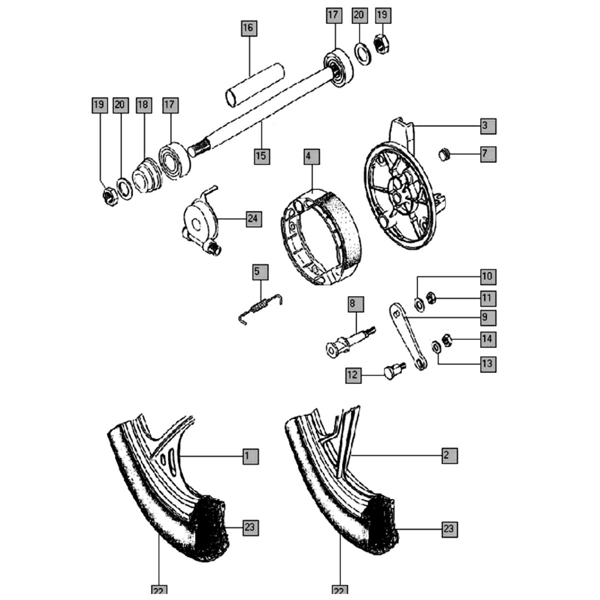 Voorwiel oud Tomos QUADRO EX (L0-L1)