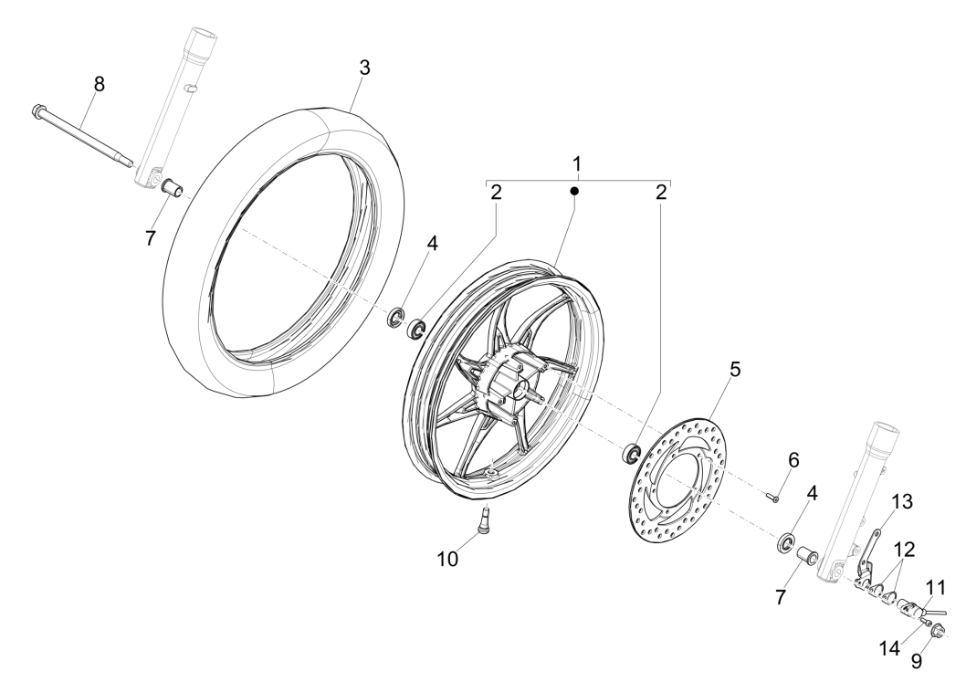 Voorwiel Piaggio Liberty 50 4-takt AC IGET 3V Euro 5