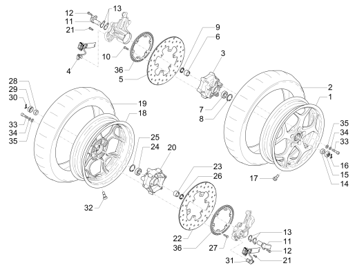 Voorwiel MP3 500 LT Sport 2014-2016