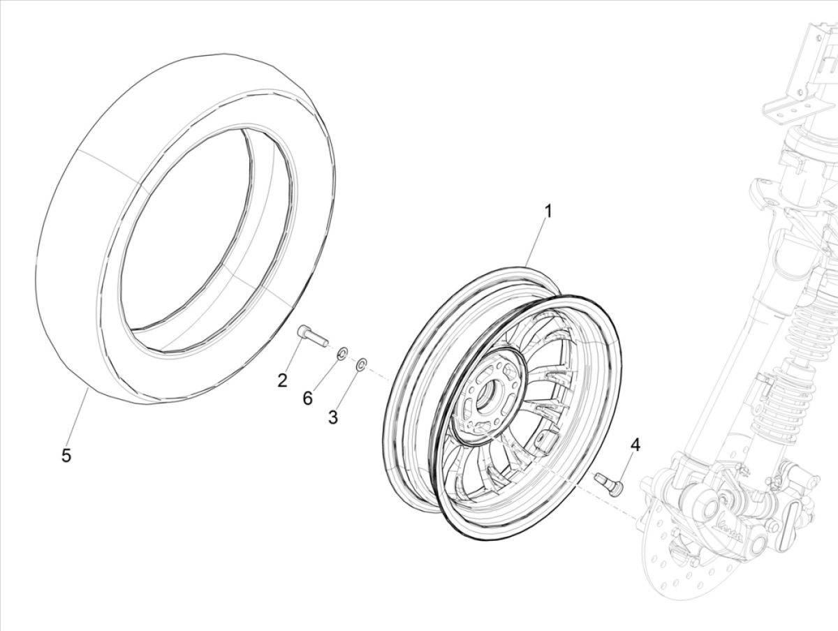 Voorwiel Vespa Sprint 125 3V IE ABS Euro 5 2021