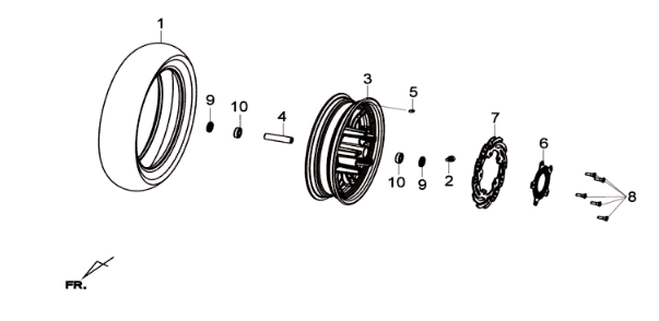 Voorwiel Sym Joymax 300I ABS E3 2014-2016