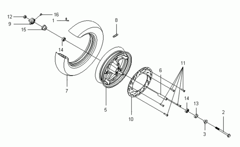 Voorwiel Sym VS125 Euro 3