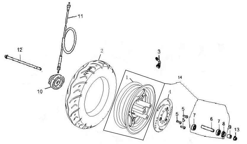 Voorwiel Turbho RG50 wit zwart