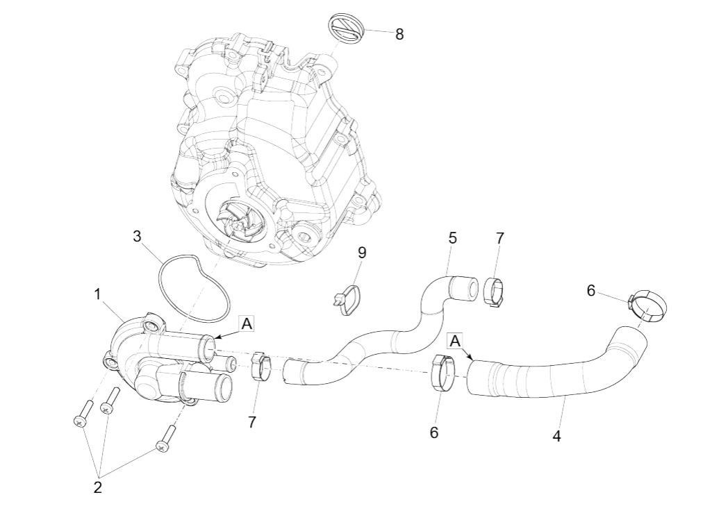 Waterpomp Piaggio MP3 300 HPE / 300 HPE Sport ABS Euro 5 2020-2022