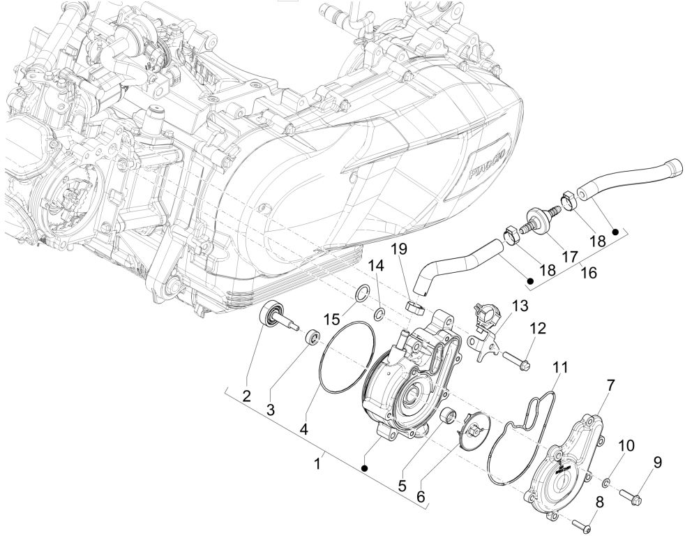 Waterpomp Piaggio Medley 150 IE ABS Euro 4 2016-2020
