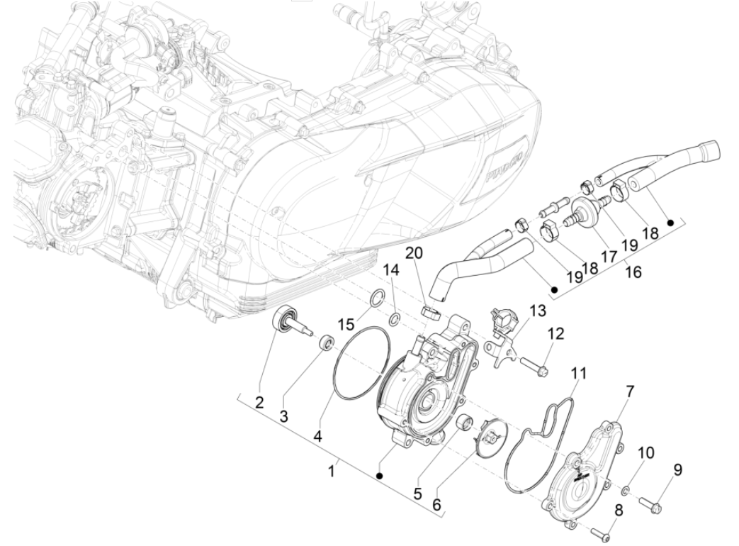 Waterpomp Vespa GTS 125 IE ABS Euro 4 2019