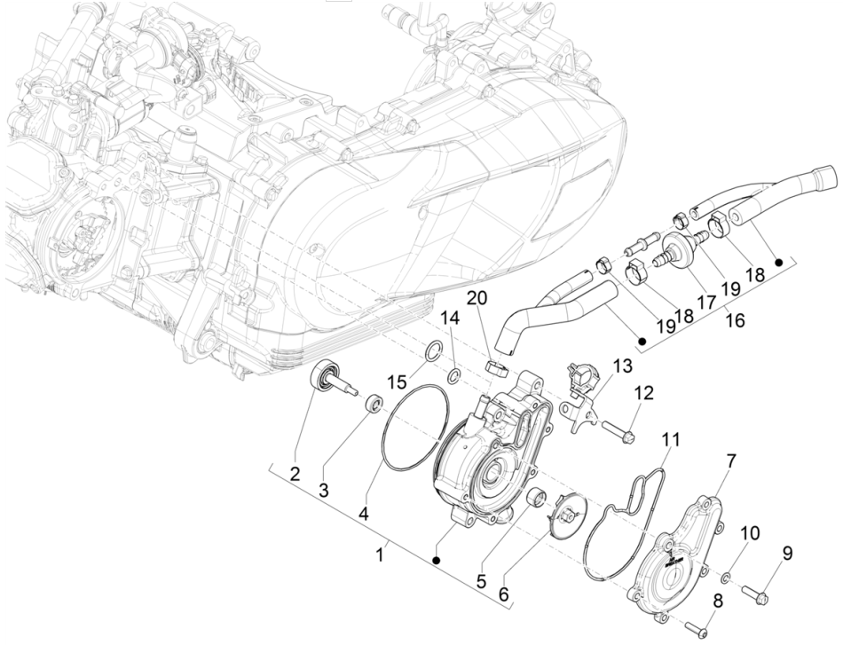 Waterpomp Vespa GTS 125 IE ABS Euro 5 2021