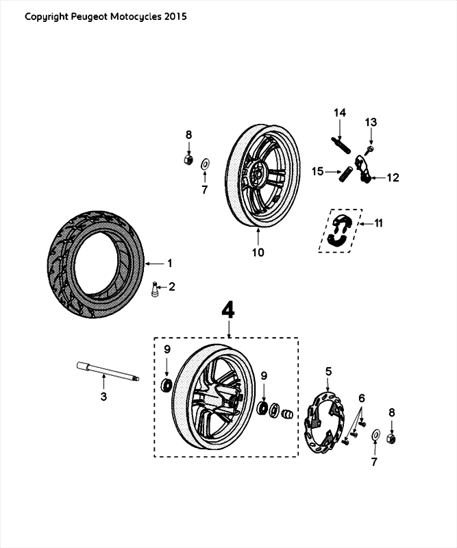 Voorwiel - Achterwiel Peugeot Speedfight 4 50 2-takt LC zwartrood
