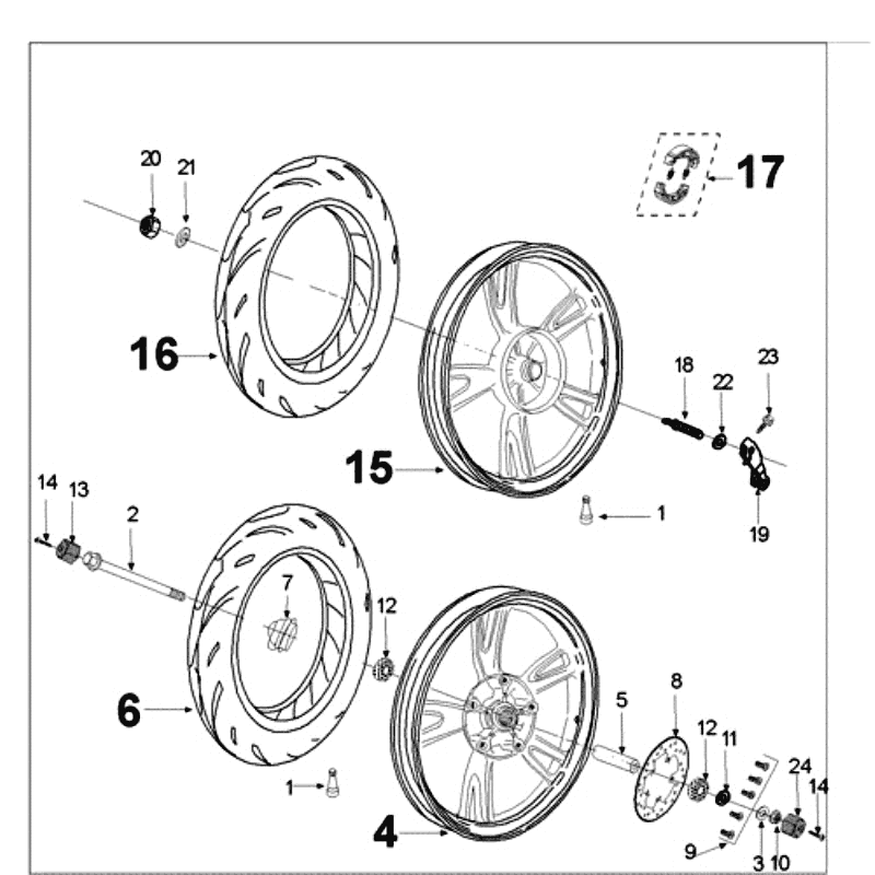 Voorwiel - Achterwiel Peugeot Tweet old grijs