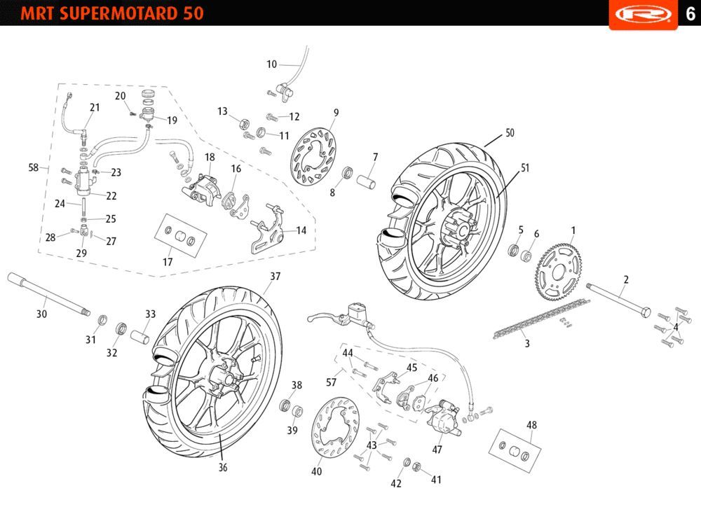 Voorwiel - Achterwiel Rieju MRT SM zwart 2010 2-takt