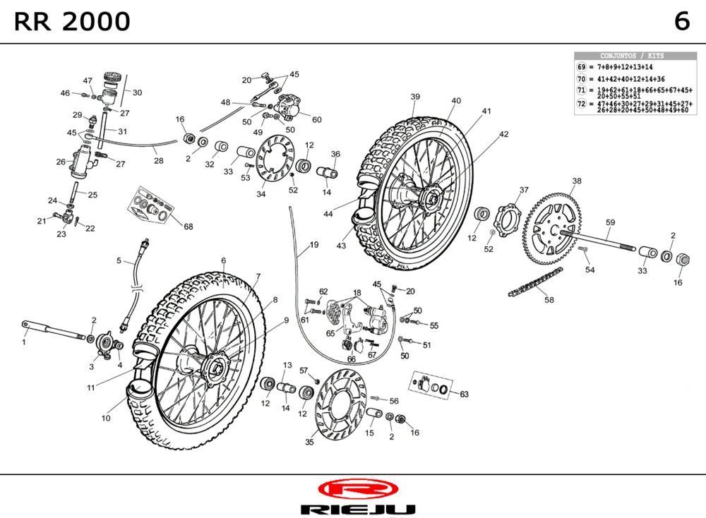 Voorwiel - Achterwiel Rieju RR castrol 2001 2-takt