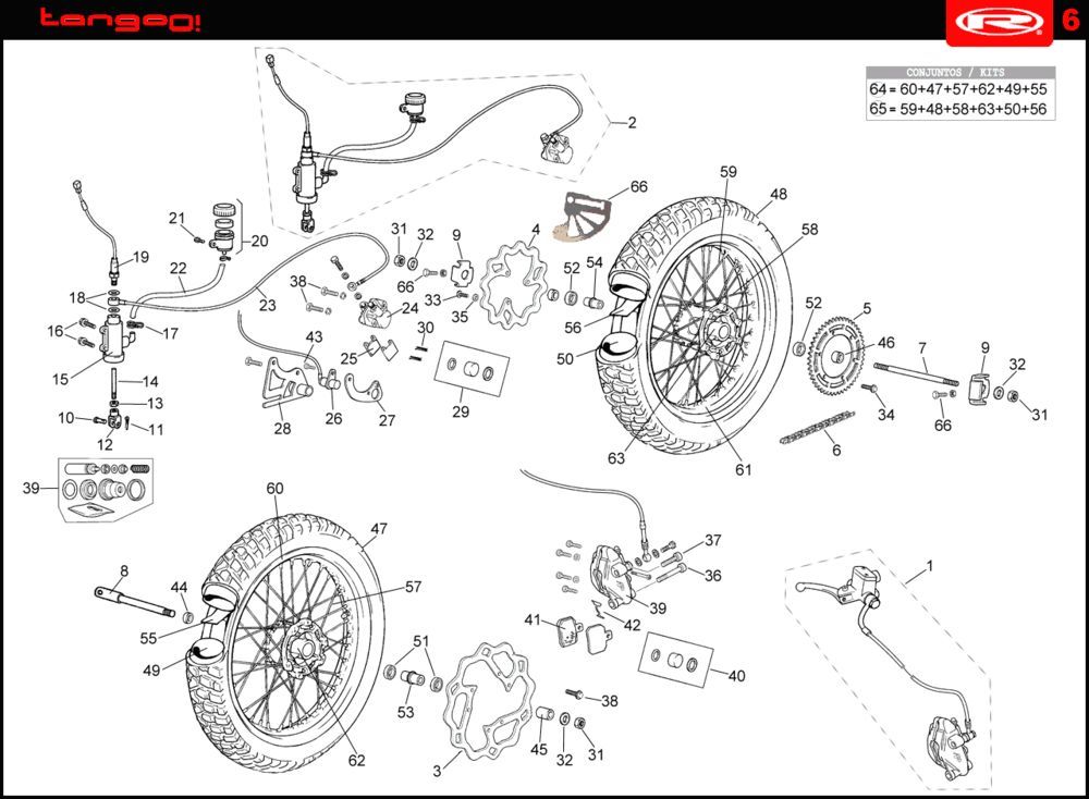 Voorwiel - Achterwiel Rieju Tango oranje 2008 2-takt