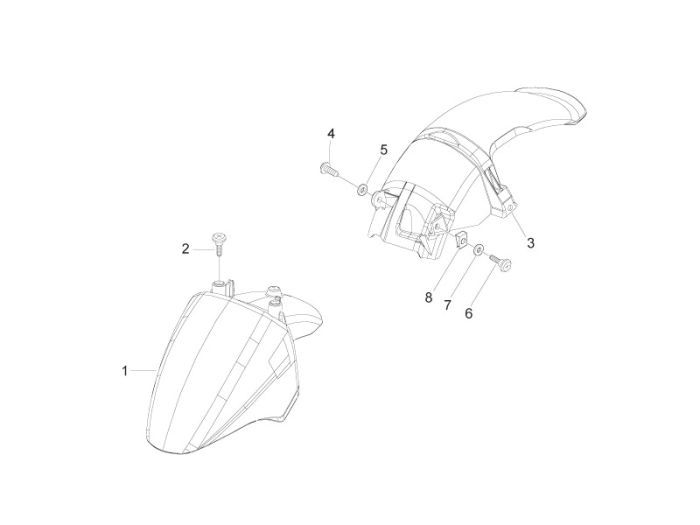 Voorspatbord Piaggio Zip 2000 2-takt AC wit 724