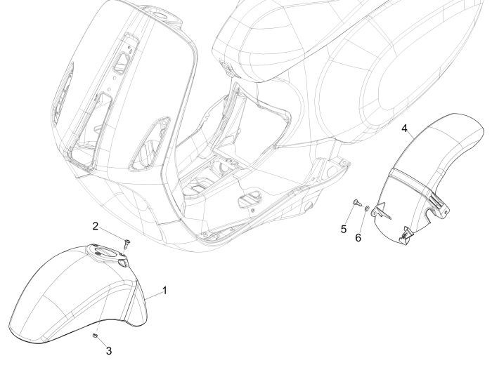 Voorspatbord Vespa Sprint 50 4-takt 2V AC wit fusion 544