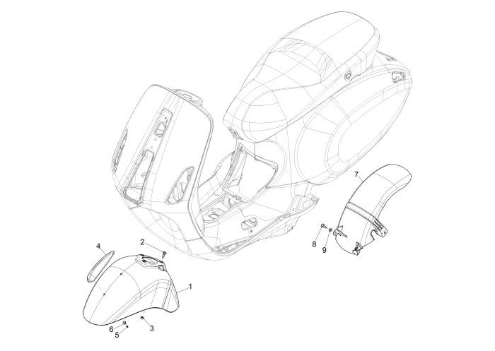 Voorspatbord Vespa Primavera 50 4-takt 4V bruin 129/A