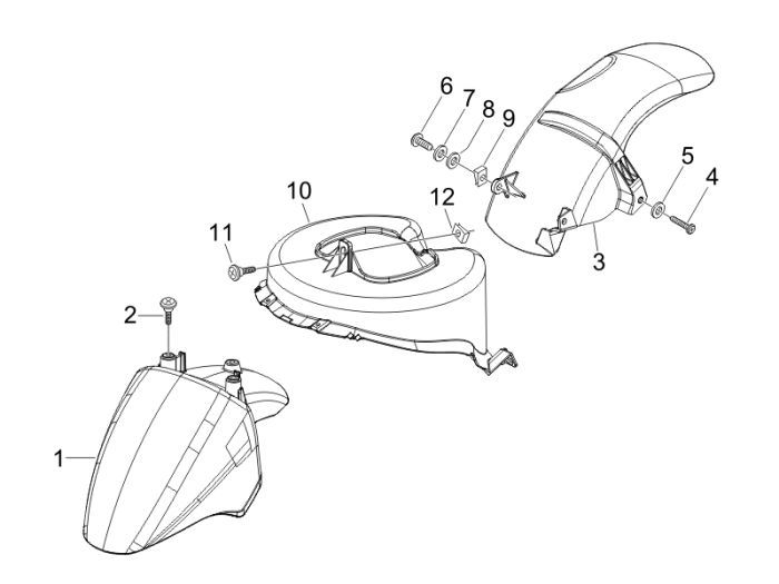 Voorspatbord Piaggio Fly 50 4-takt AC blauw midnight 222
