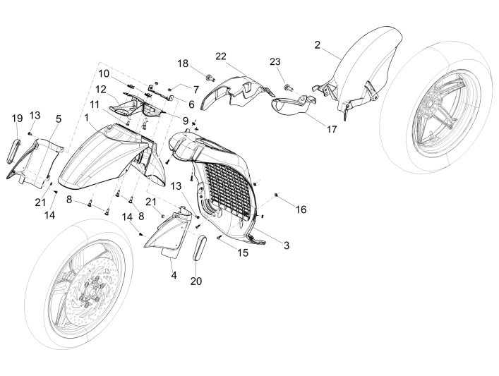 Voorspatbord - Spatschermen Piaggio Beverly 350 Sport Touring Euro 3 2013-2014 wit 595