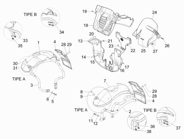 Voorspatbord - Spatschermen Piaggio MP3 300 LT Sport 2009-2014