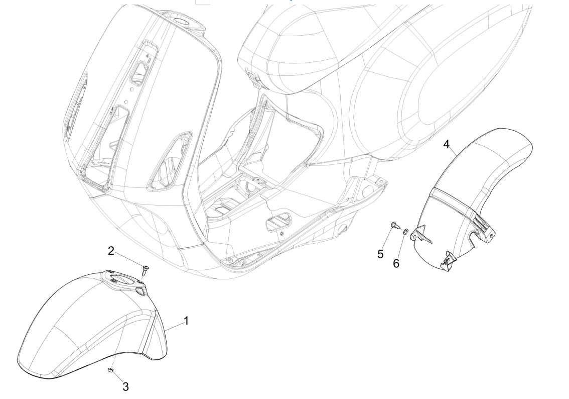 Wielruimte - Spatbord Vespa Sprint 4-takt 3V (euro4 injectie IGET) Grey Titanio 707/C