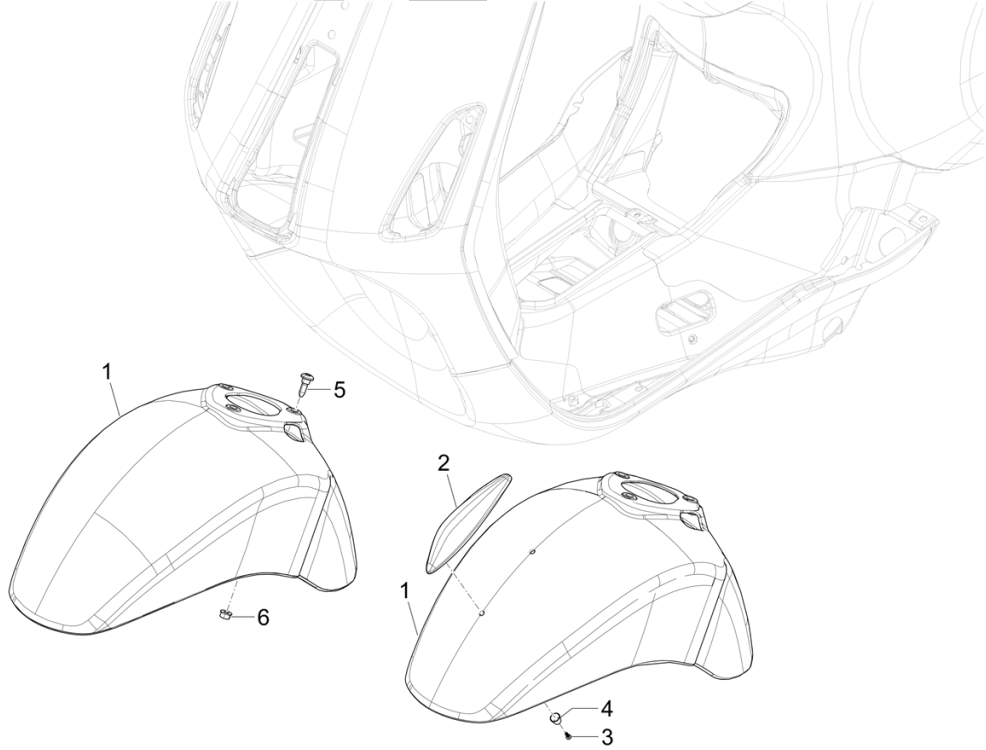 Voorspatbord Vespa Elettrica 45km/u Euro 5 2021