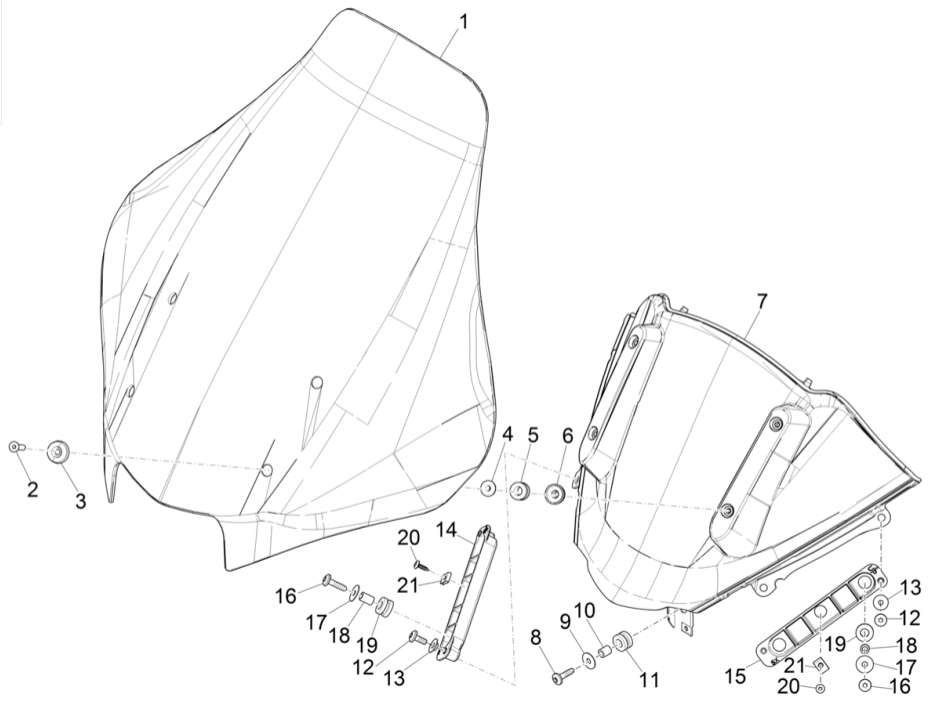 Windscherm Piaggio MP3 350 Maxi Sport ABS Euro 4 2018-2020
