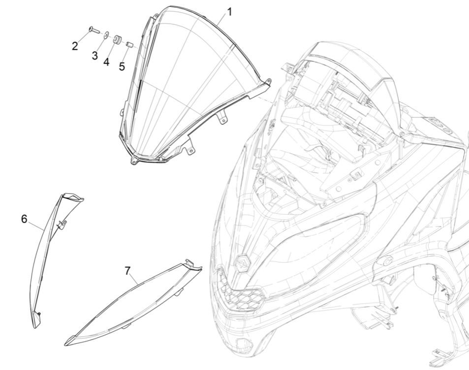 Windscherm Piaggio MP3 300 HPE / 300 HPE Sport ABS Euro 5 2020-2022