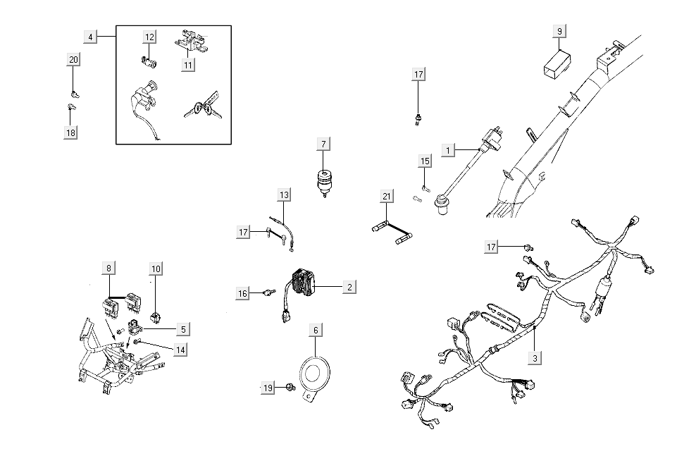 Kabelboom Kymco Super8 Street 50i Euro 4 matzwart