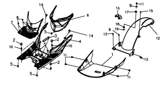 Treeplank - Onderspoiler Sym Symphony ST 125i 4-takt Euro 4 wit (WH-006)